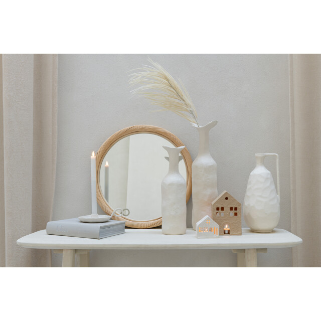 J-Line Wall mirror round rattan/glass natural medium 46368 large