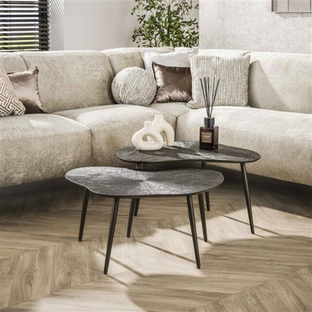 Hoyz salontafel brown ray metal leaf brons donker set van 3222872 large