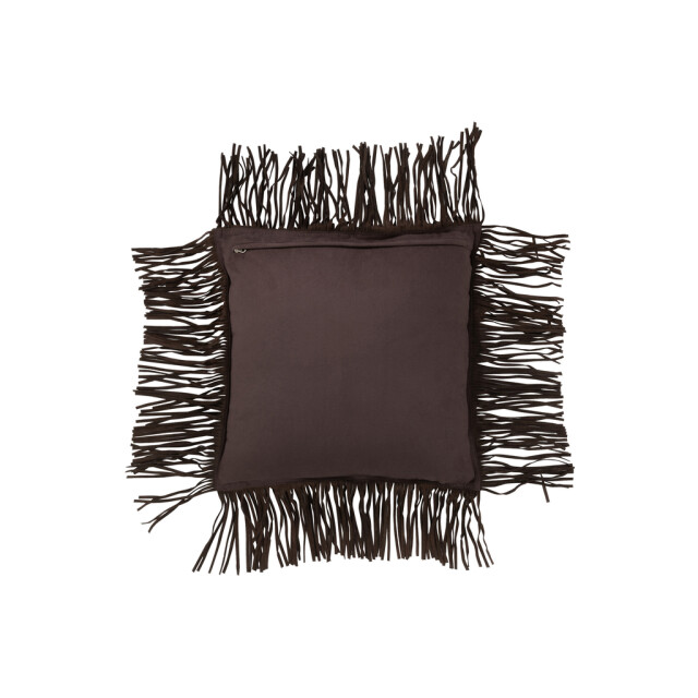 J-Line Cushion fringe leather brown 36632 large