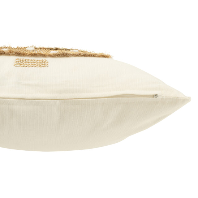 J-Line Cushion christmas tree fringes+pompoms cotton white/gold 47120 large