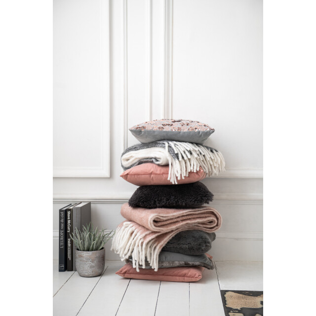 J-Line Cushion square sheepskin dark grey 18037 large