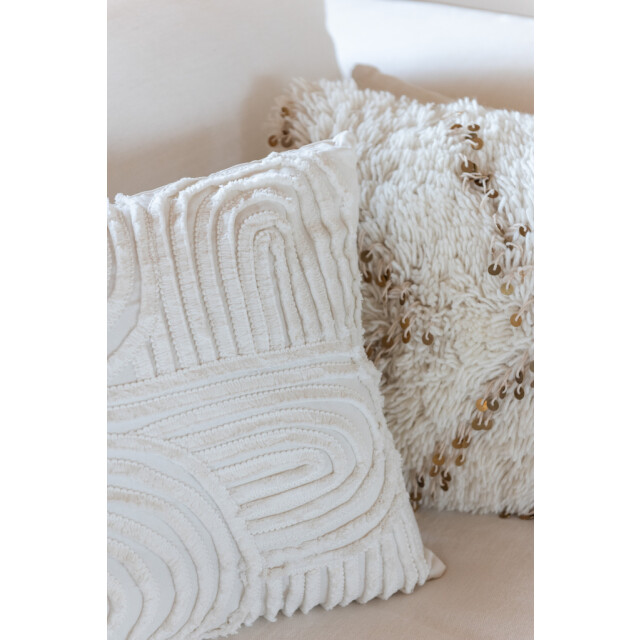 J-Line Cushion square pearl cotton white/gold 28065 large