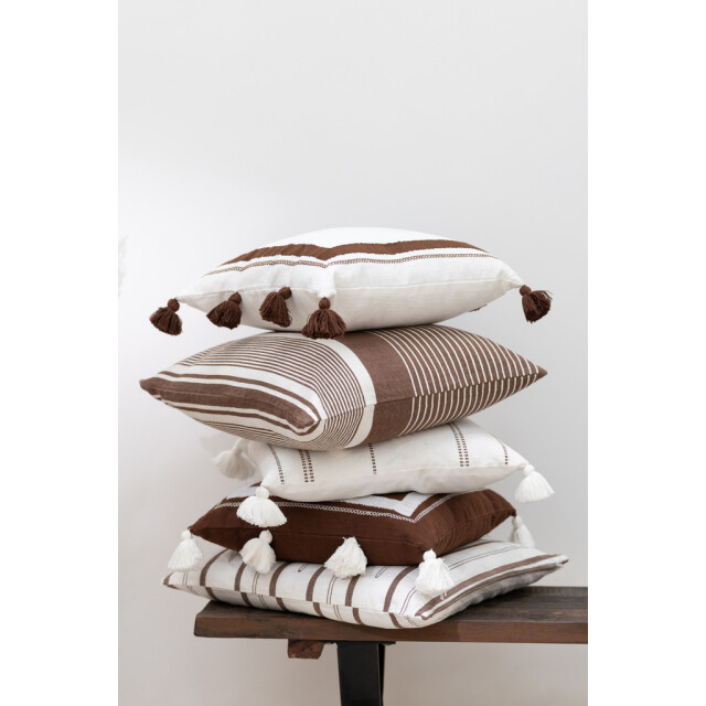 J-Line Cushion mik cotton beige/brown 34578 large