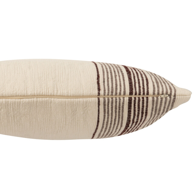 J-Line Cushion rectangle striped cotton ecru/dark brown 56521 large