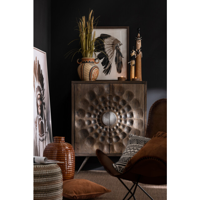 J-Line Cushion stiching square leather cognac 98260 large