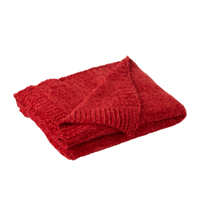 J-Line Blanket chenille polyester christmas red 57038 large