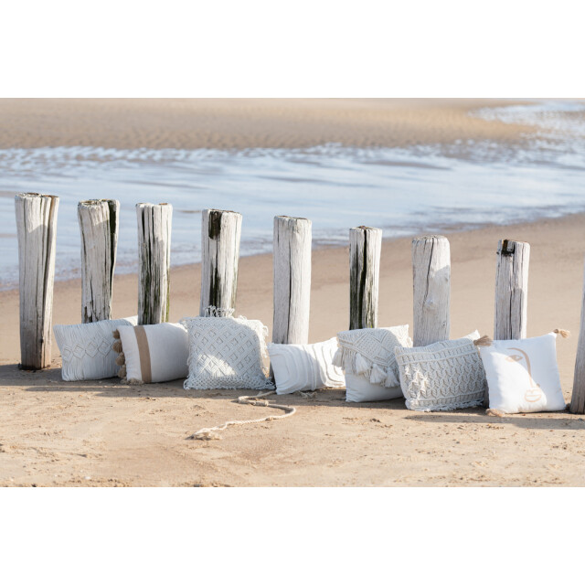 J-Line Cushion cosy diamond cotton off white 23147 large