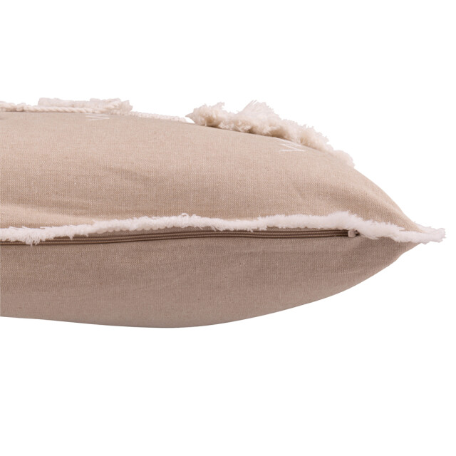 J-Line Cushion christmas trees tassels cotton greige/white 56513 large