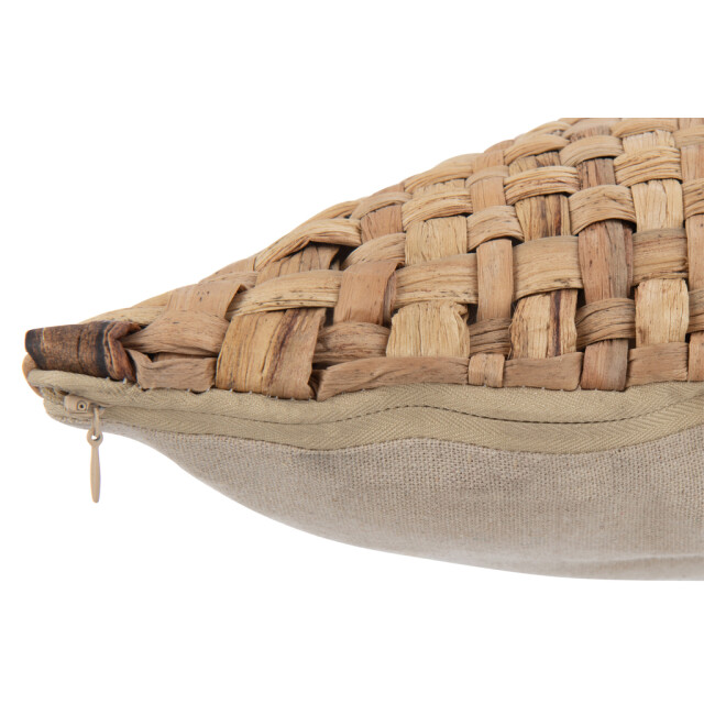 J-Line Cushion square 1 side reed/textile natural small 33422 large