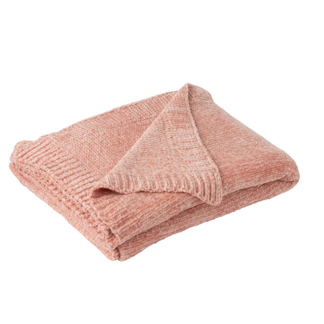 J-Line Blanket chenille polyester light pink 57037 large