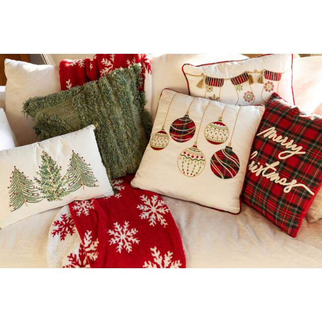J-Line Blanket snowflakes polyester red/white 57008 large