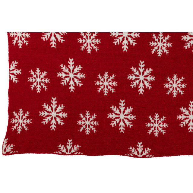 J-Line Blanket snowflakes polyester red/white 57008 large
