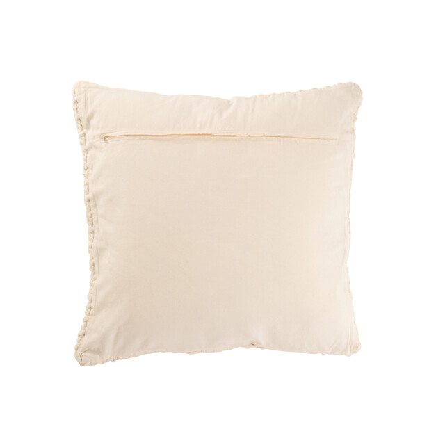 J-Line Cushion knitted+braid cotton white 47138 large