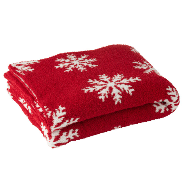 J-Line Blanket snowflakes polyester red/white 57008 large