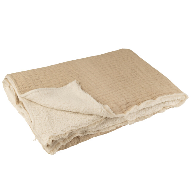 J-Line Plaid teddy lines stitiching cotton/polyester beige 47144 large