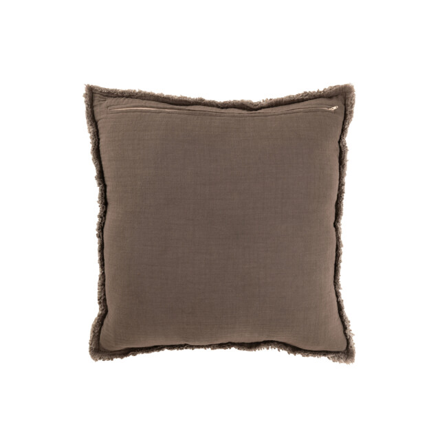 J-Line Cushion frayed edges cotton/polyester taupe 47151 large