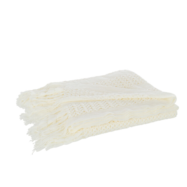 J-Line Plaid knitted acrylic white 33431 large