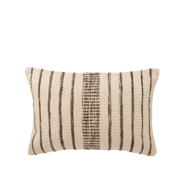 J-Line Cushion rectangle striped cotton ecru/dark brown 56520 large