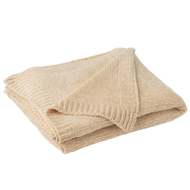 J-Line Blanket chenille polyester beige 57034 large