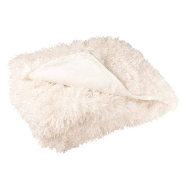 J-Line Blanket moutie polyester white 56916 large