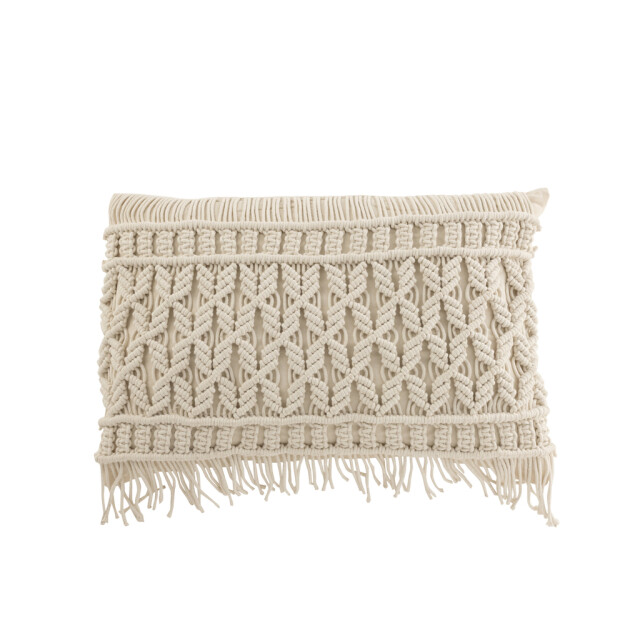 J-Line Cushion cosy rectangle cotton off white 23148 large