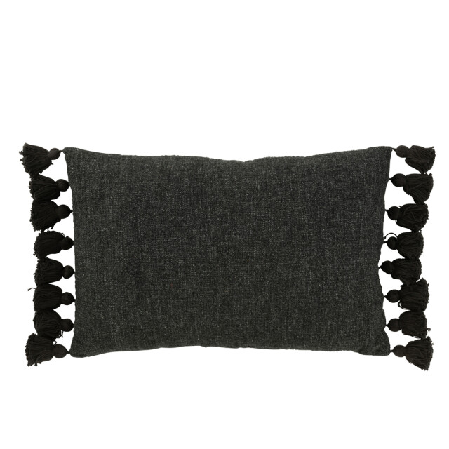 J-Line Cushion tassel cotton black 33966 large