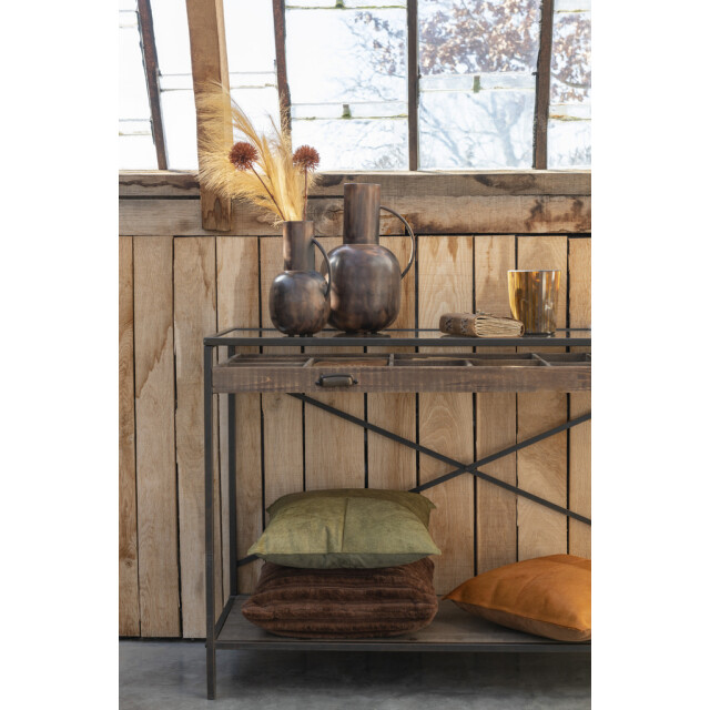 J-Line Cushion cowhair leather olive 36630 large