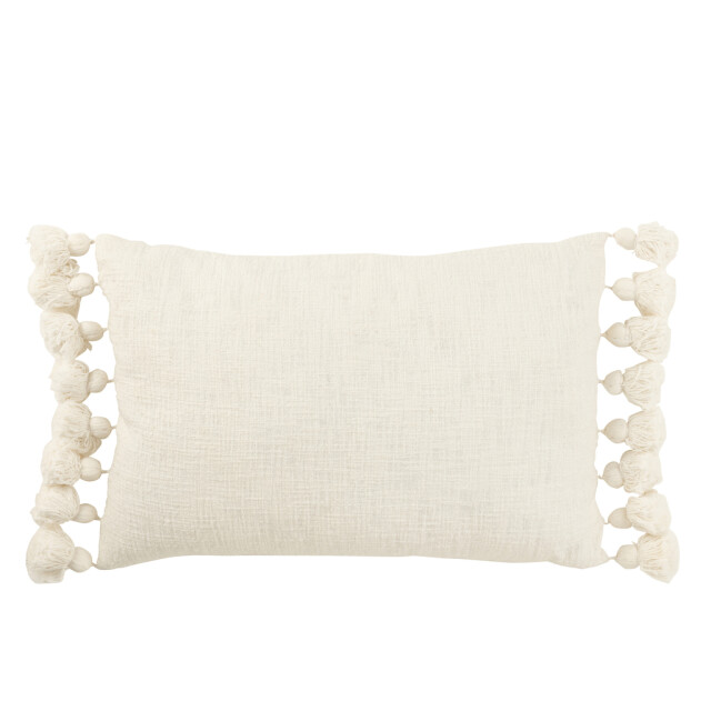J-Line Cushion tassel cotton white 33965 large