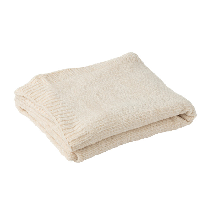 J-Line Blanket chenille polyester ecru 57033 large