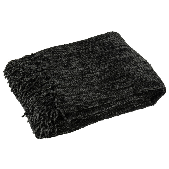 J-Line Blanket chenille polyester black 57069 large
