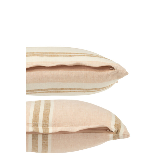 J-Line Cushion stripes linen light pink/white/beige assortment of 2 51801 large
