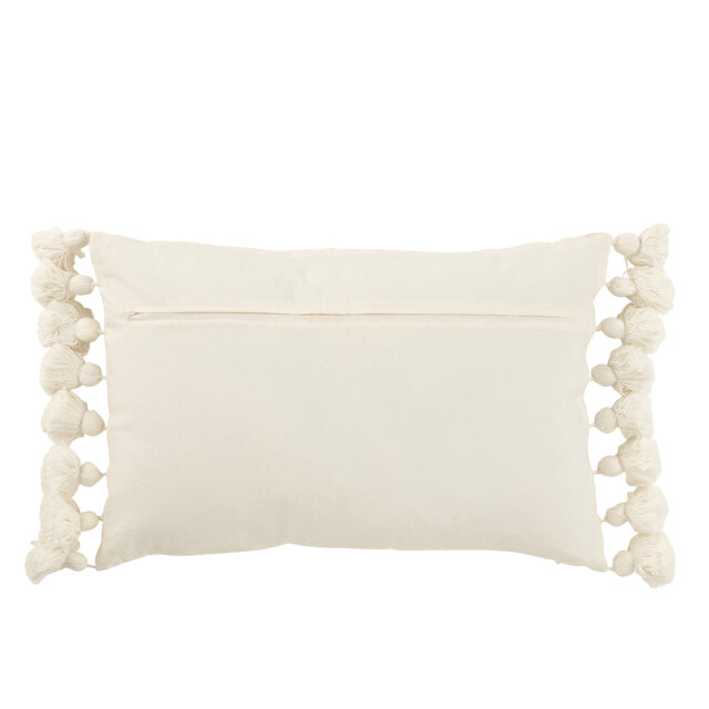 J-Line Cushion tassel cotton white 33965 large