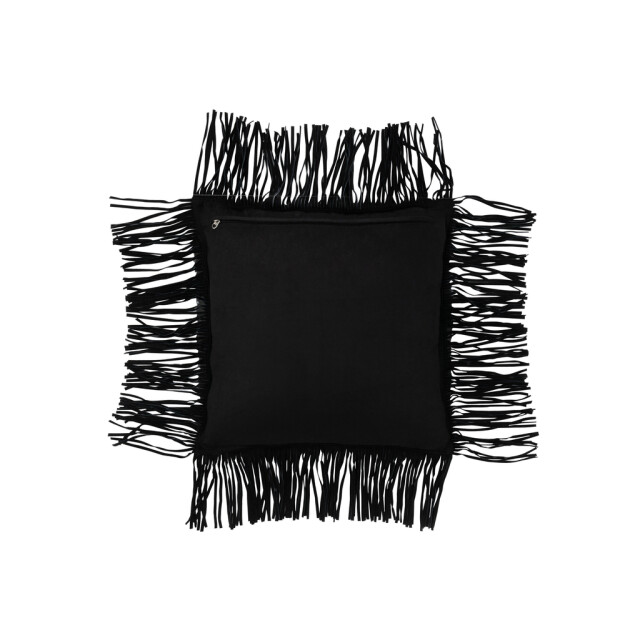 J-Line Cushion fringe leather black 36637 large
