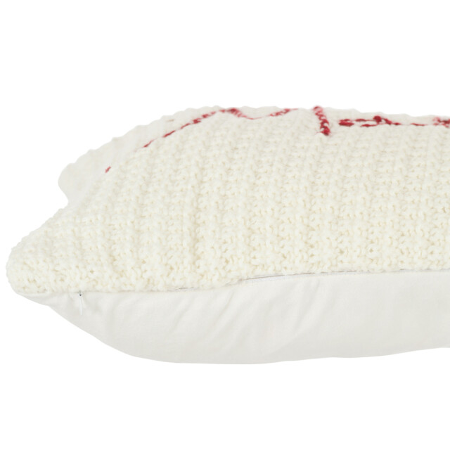 J-Line Cushion maison polyester/acryl red/white 28062 large