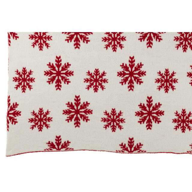 J-Line Blanket snowflakes polyester red/white 57008 large