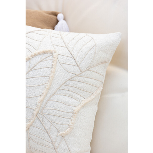 J-Line Cushion leaf textile white 34161 large