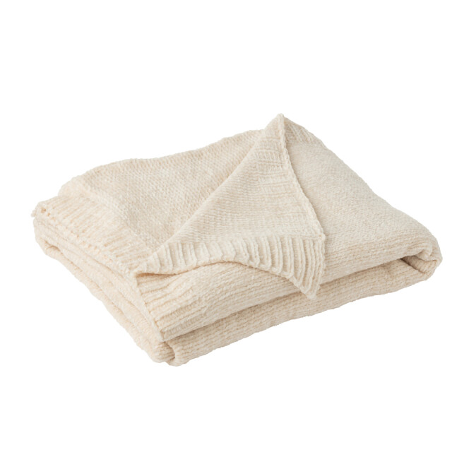 J-Line Blanket chenille polyester ecru 57033 large
