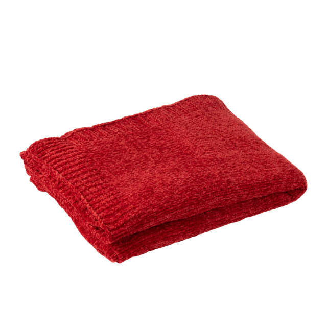 J-Line Blanket chenille polyester christmas red 57038 large
