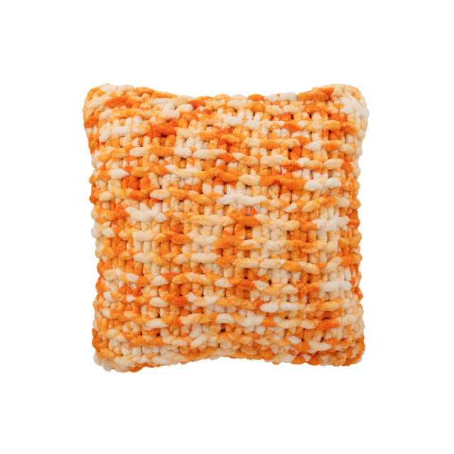 J-Line Cushion knitted polyester orange/white 58647 large