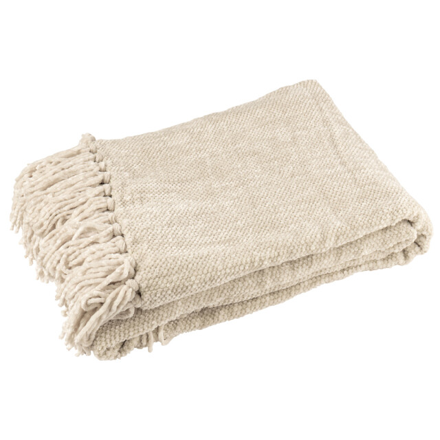 J-Line Blanket chenille polyester greige 57061 large