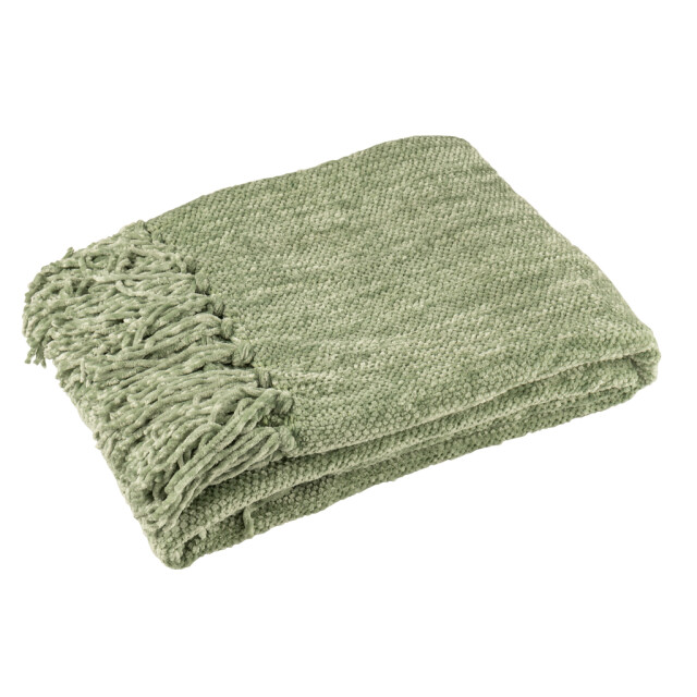 J-Line Blanket chenille polyester moss green 57066 large