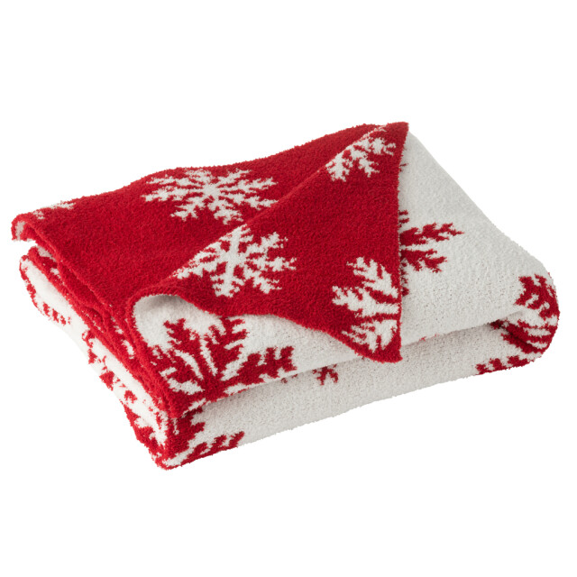 J-Line Blanket snowflakes polyester red/white 57008 large