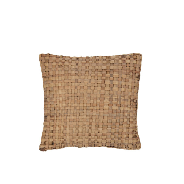 J-Line Cushion square 1 side reed/textile natural small 33422 large