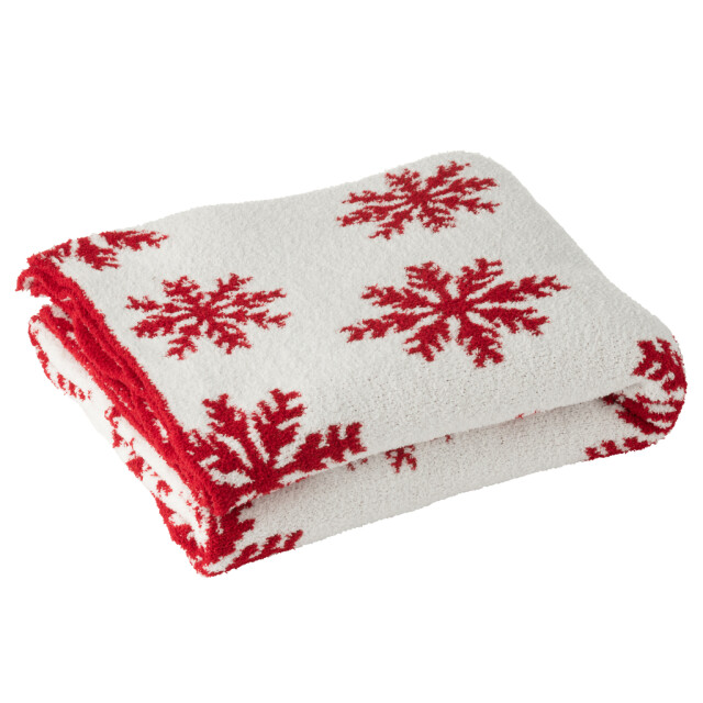 J-Line Blanket snowflakes polyester red/white 57008 large