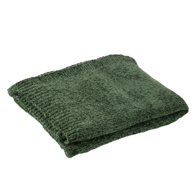 J-Line Blanket chenille polyester dark green 57039 large