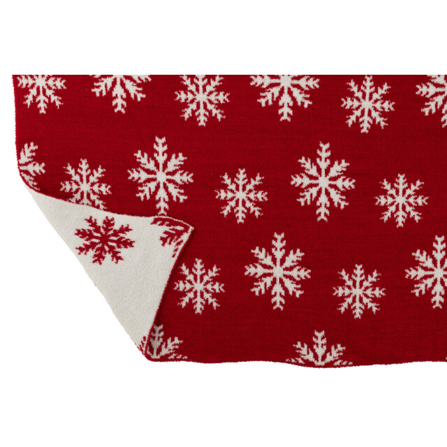 J-Line Blanket snowflakes polyester red/white 57008 large