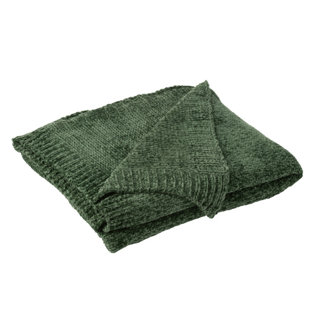 J-Line Blanket chenille polyester dark green 57039 large