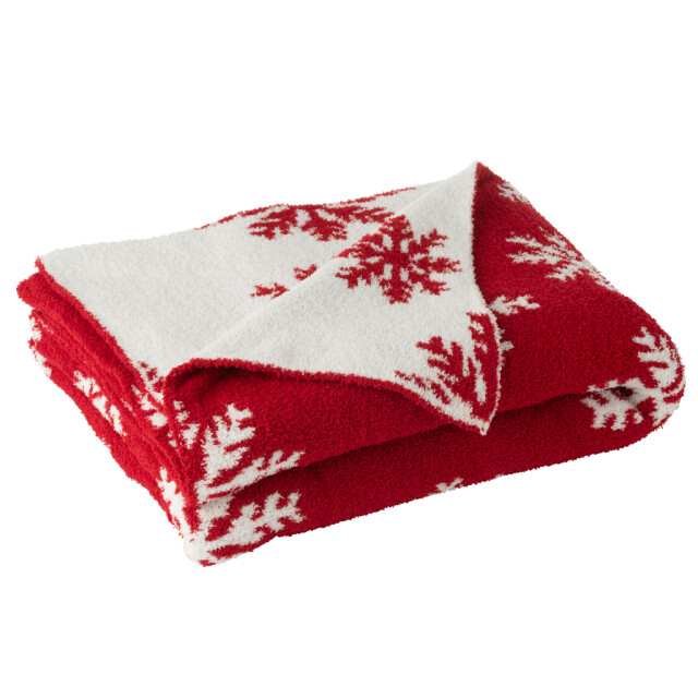J-Line Blanket snowflakes polyester red/white 57008 large