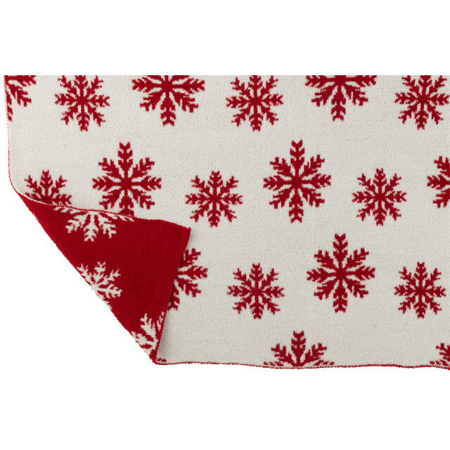 J-Line Blanket snowflakes polyester red/white 57008 large