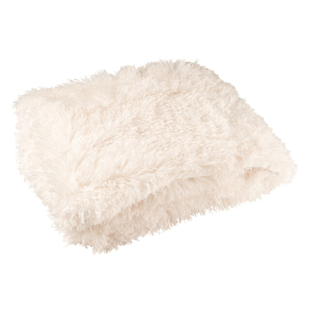 J-Line Blanket moutie polyester white 56916 large